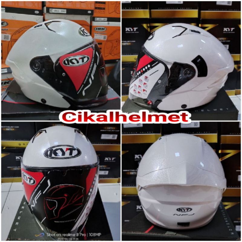 HELM HALL FACE KYT NFJ SOLID FLAIN WHITE NFJ PUTIH ORIGINAL TERMURAH