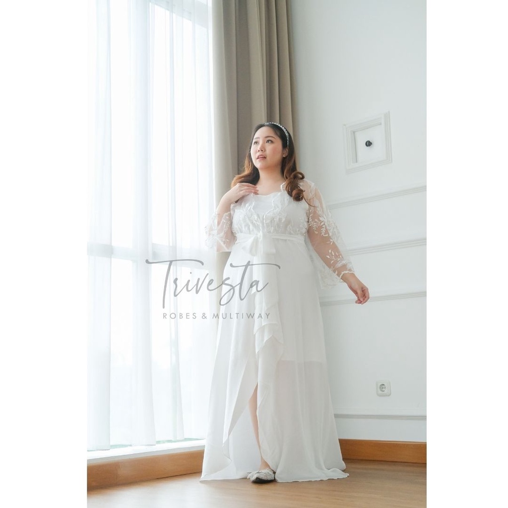 [BIG SIZE] Lace Ashera FAE Collection- Kimono Pengantin Bride Robe Maternity Robe Premium 3D Brokat Wedding Robe