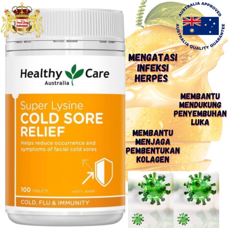 Healthy Care Super Lysine Cold Sore Relief 1000mg 100 Tablets