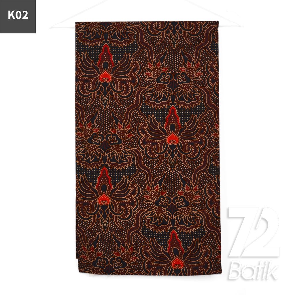 KAIN BATIK KATUN Premium Motif Mahkota Warna Merah Hitam 723009 Cap 72IL Jarik Jarit Samping Kebat Panjang Batik Katun Modern Premium Bahan Seragam Batik Pernikahan Kantor Keluarga Murah Kamen Jadi Batik Bali Lembaran