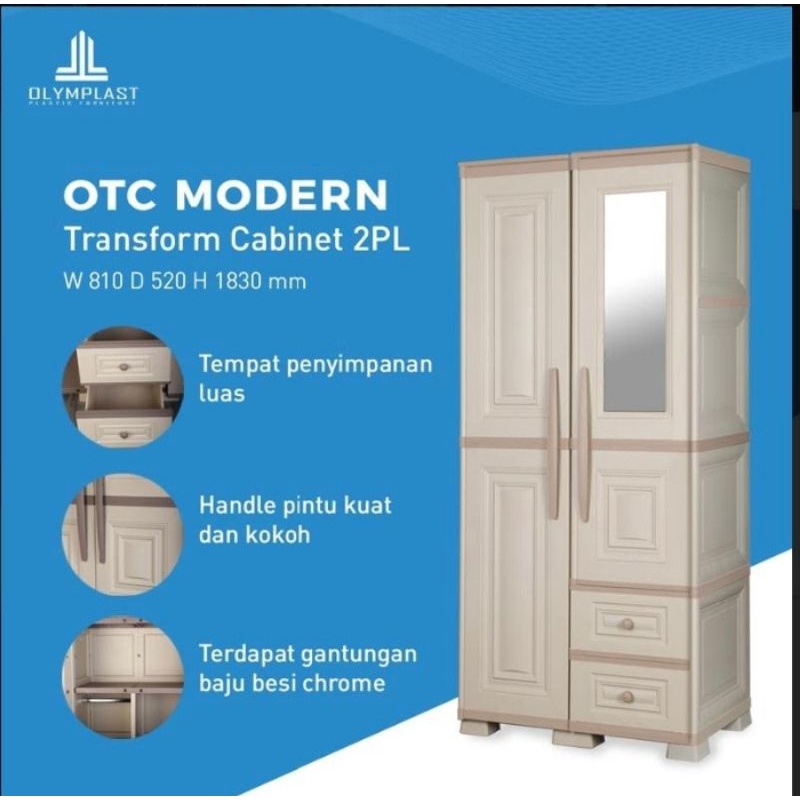 (Khusus Wilayah Palembang) Lemari Pakaian Olymplast OTC Modern 2PL/3PL Lemari Pakaian Olymplast Mode