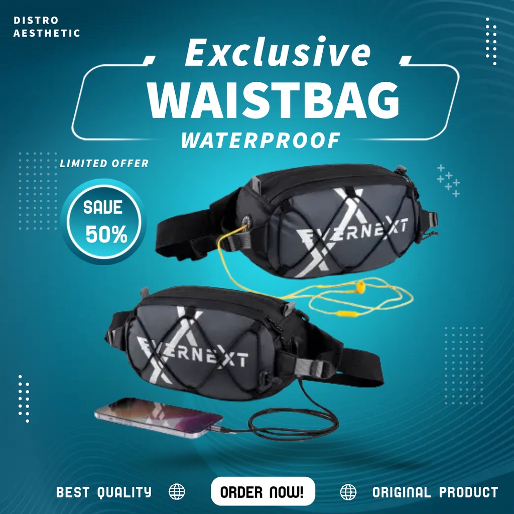 Tas Distro Weistbag Wesbag Pria Wanita Original Waterproof Tas Waistbag Selempang Lempang Laki Laki 