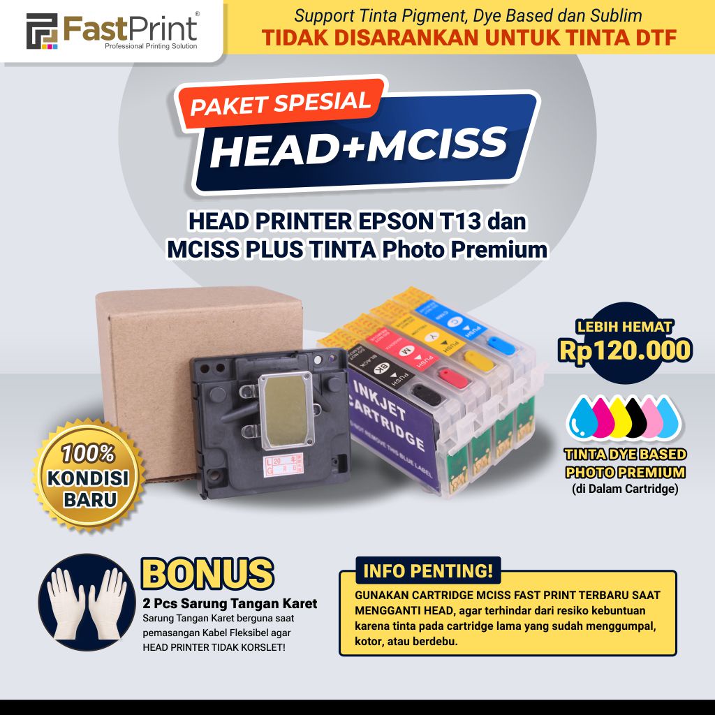 Print Head Epson Plus Cartridge MCISS INK Printer T13 TX121 T13X