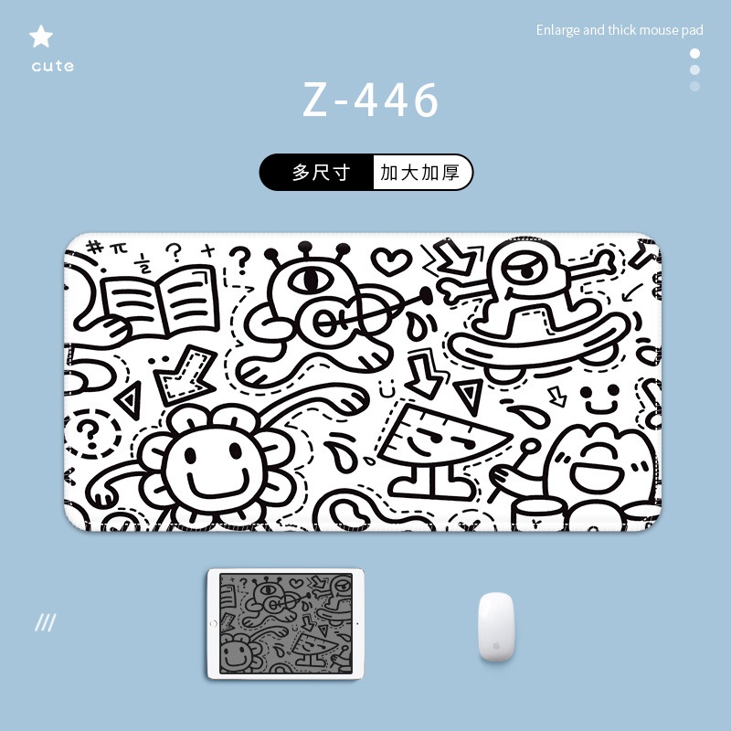 Graffiti Series Ukuran Besar Mouse Pad Kartun Art Laptop Keyboard Pad Anti-slip Seaming Desk Pad Oversized