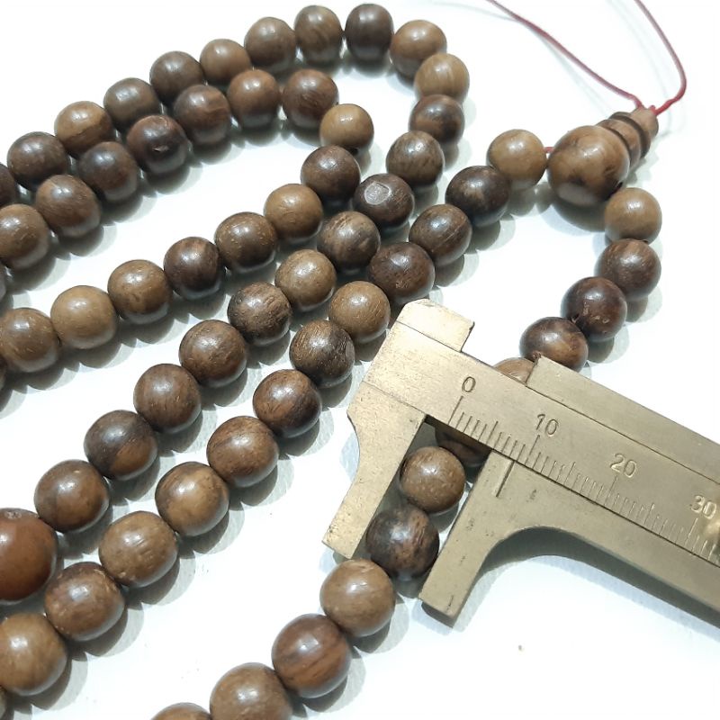 Tasbih Kayu Gahru Wangi 8mm 108butir Tali Karet