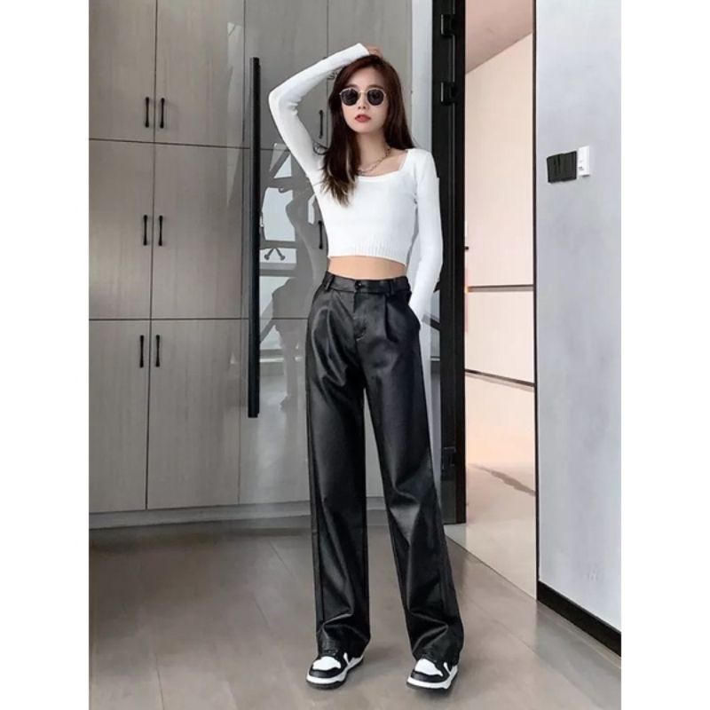 Leather Pants For Women/ Celana Panjang Wanita Kulit Asli Pengrajin Jaket Kulit Garut Kualitas Premi