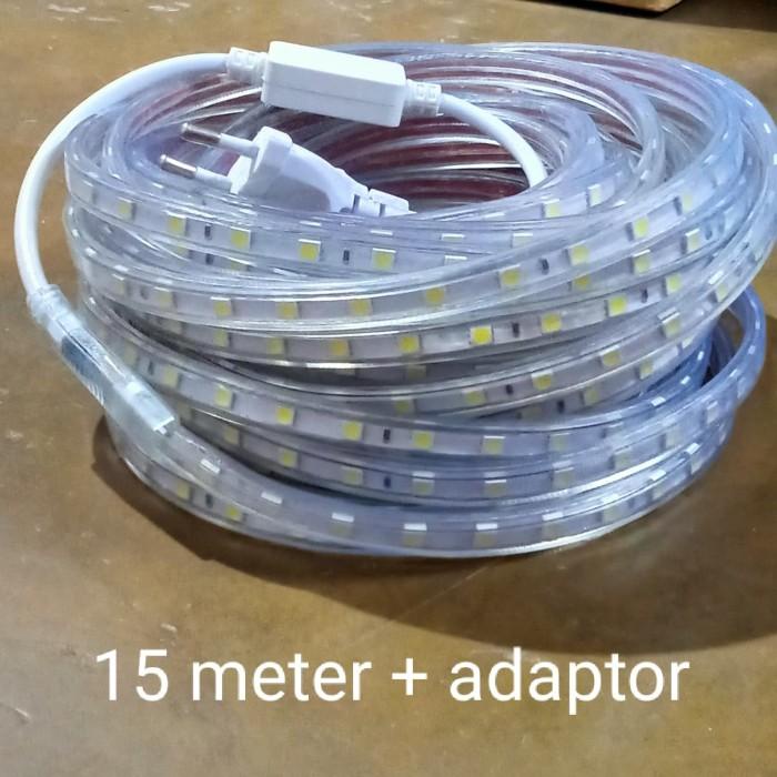 lampu selang led strip 220 volt 15 meter SMD 5050 lampu natal lampu et