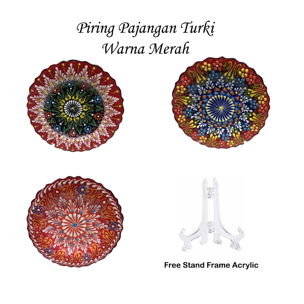 Pajangan Keramik Piring Cantik Hand Made Asli Turki/Free Kaki Bingkai