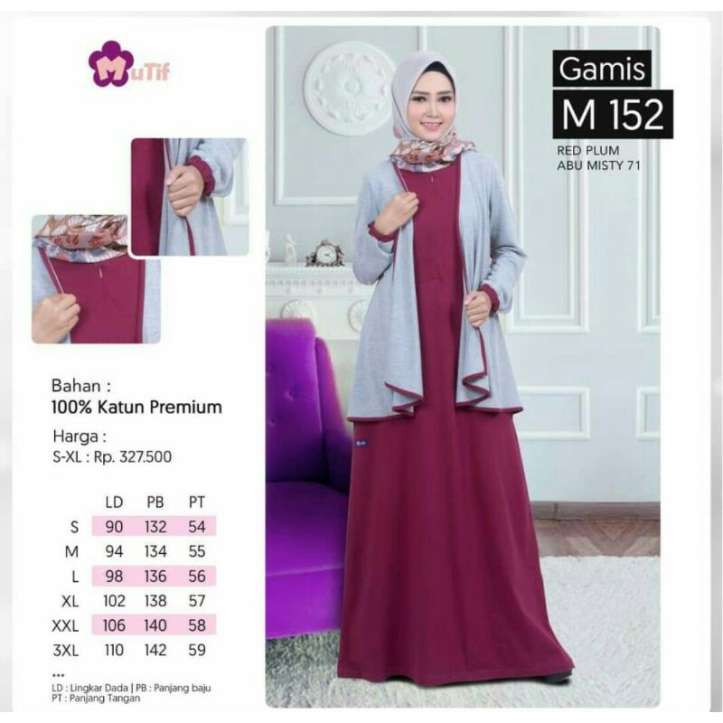 GAMIS MUTIF 152 RED PLUM-ABU MISTY [SIZE S], GAMIS MUTIF 168 HIJAU DENIM [SIZE S]