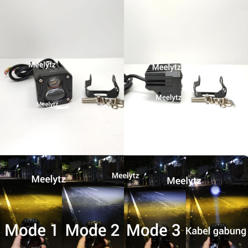 Lampu Tembak sorot LED MT28 KOTAK - sorot laser cut off plus fokus - jauh dekat kuning putih