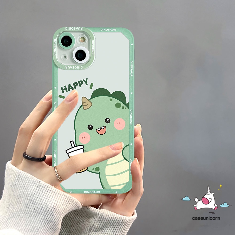 IPHONE Kompatibel Untuk Iphone6 6s 8 7 Plus 11 14 13 12 Pro Max XR X XS Max SE 2020lucu Dinosaurus Kartun Teh Susu TPU Soft Ange Eyes Case