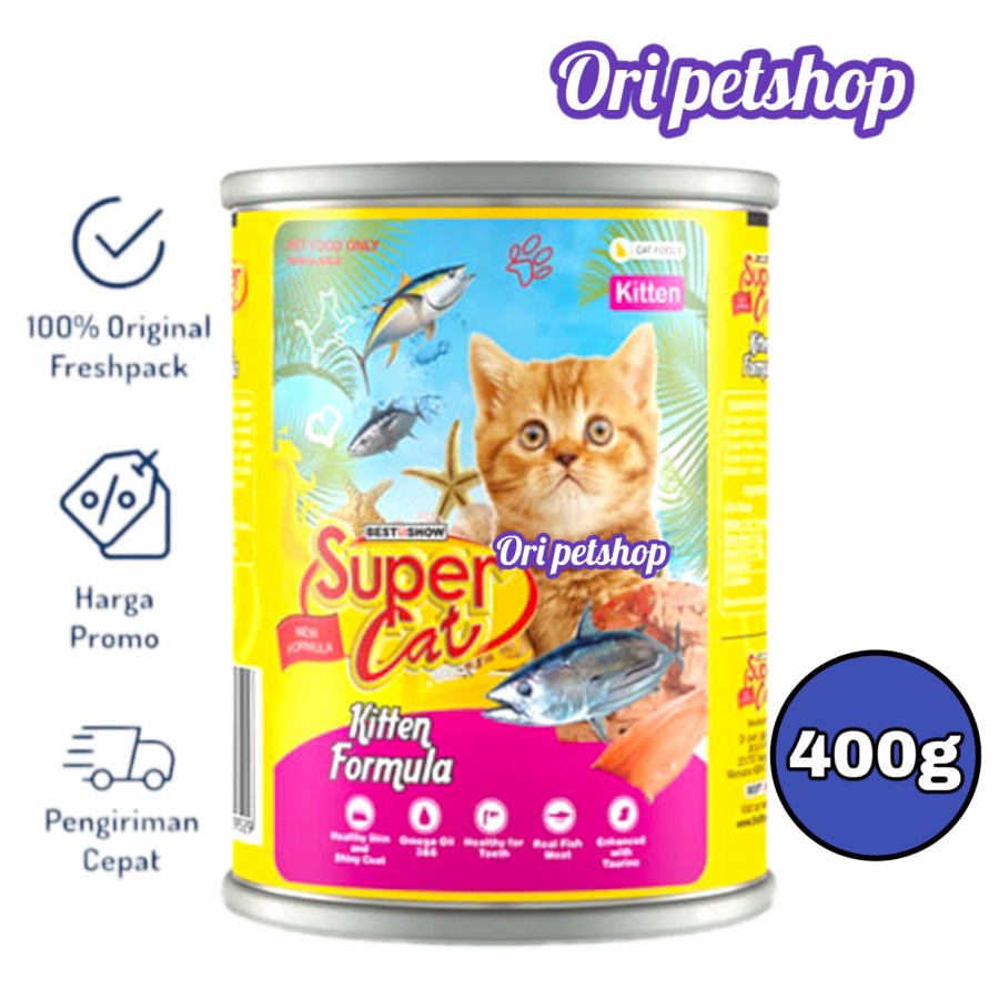 Supercat Kaleng Wet Cat Food 400g Makanan Basah - Kitten Formula