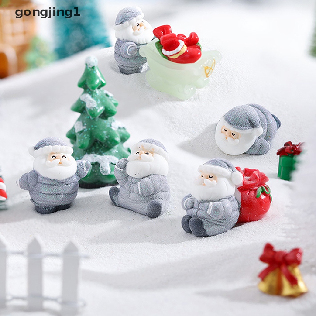 Ggg Patung Natal Resin Mini Dekorasi Lanskap Mikro Untuk Ornamen Desktop Rumah Mobil ID