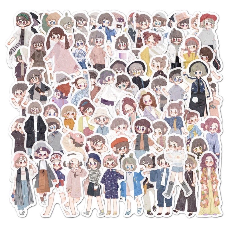 

20 Pcs CHIBI GIRL CHARACTER Deco Sticker Planner DIY Scrapbook stiker wanita lucu