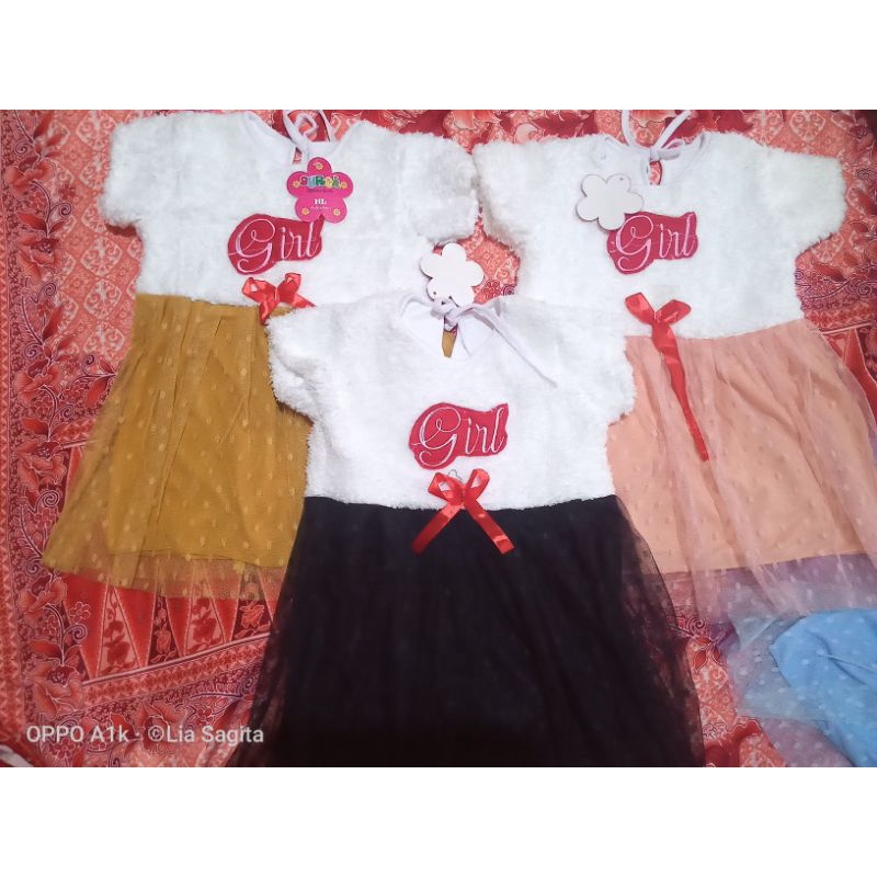 Dress anak bulu mix tutu