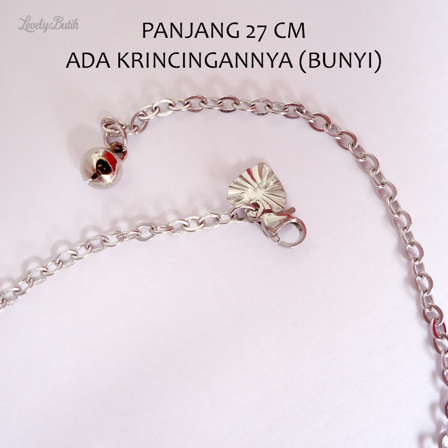 Gelang Kaki Wanita Titanium Anti Karat Anti Luntur M3lisa Gelang Model Terbaru Rantai Nori Polos Kerincing Krincingan Berbunyi Lovelybutik