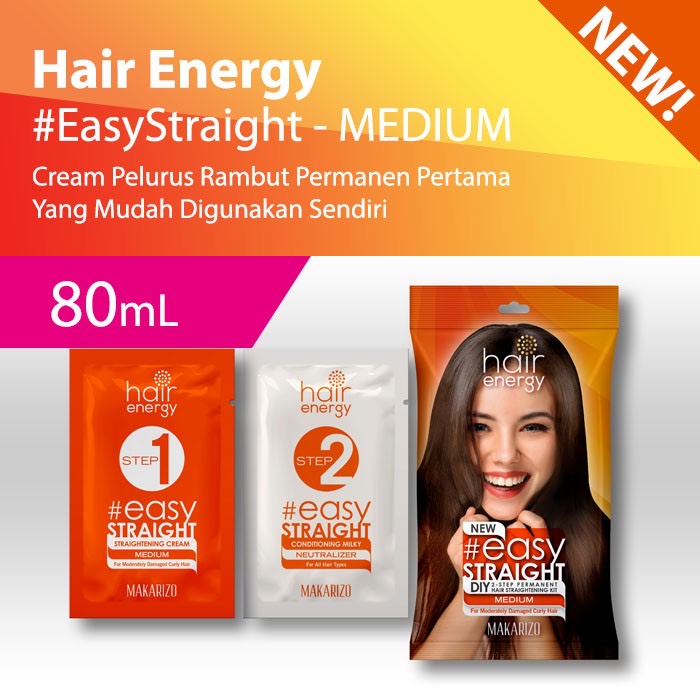 Makarizo Hair Energy Easy Straight - MEDIUM / Pelurus Rambut / Makarizo Easy Straight