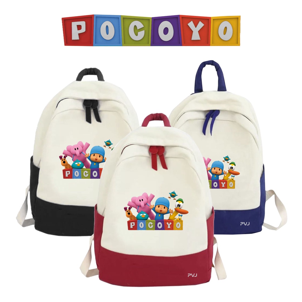 PVJ - Tas Anak Sekolah SD Motif Pocoyo Ransel Laki-laki dan Perempuan