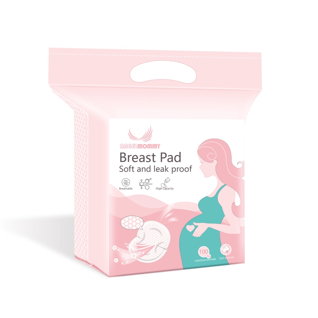 ANGEL MOMMY Pad Breast pad sekali pakai 30/50/100pcs BreastPad penyerap ASI Bantalan Payudara Pembalut Payudara Disposable Cotton Mama Pad premium Nursing pad 150ml Absorption Breast pads Ringan dan tipis Breathable pad untuk Ibu hamil dan Menyusui RD