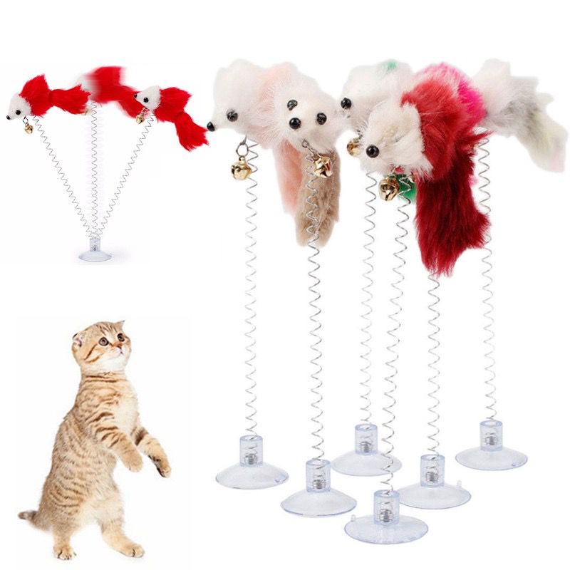 Mainan Kucing Tikus / Bulu Tiang Per Goyang - Tongkat Spring Cat Toys