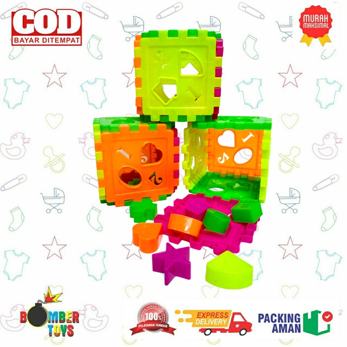 MAINAN ANAK PUZZLE BLOCK BLOK BALOK KUBUS MAINAN EDUKASI KREATIF 6sisi