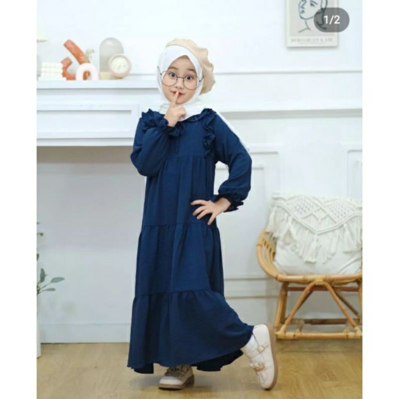 Shafa kids gamis anak tanggung usia 5-12 tahun / gamis anak crinckle terbaru / gamis anak terlaris