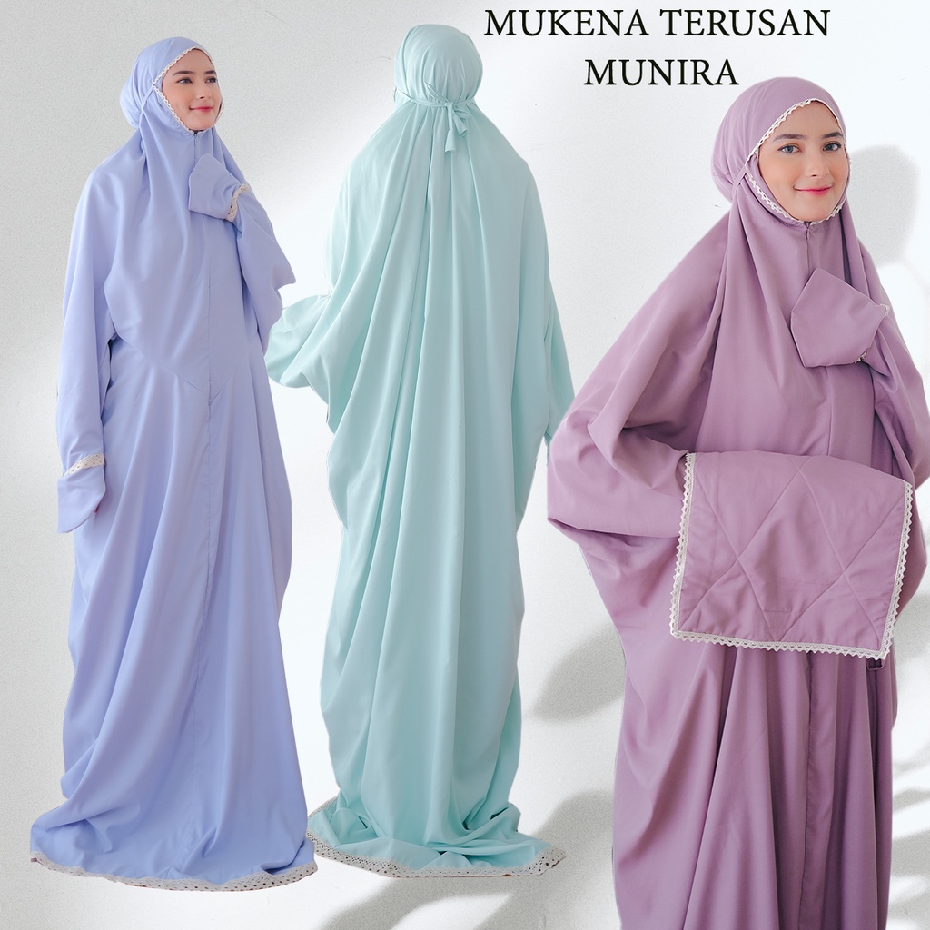 Mukena Terusan Premium Mewah One Piece Polos Munira