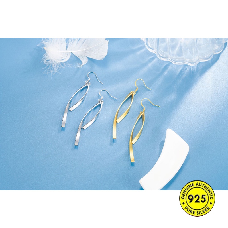 Anting Rumbai Silang Garis Frosted Untuk Wanita U1429