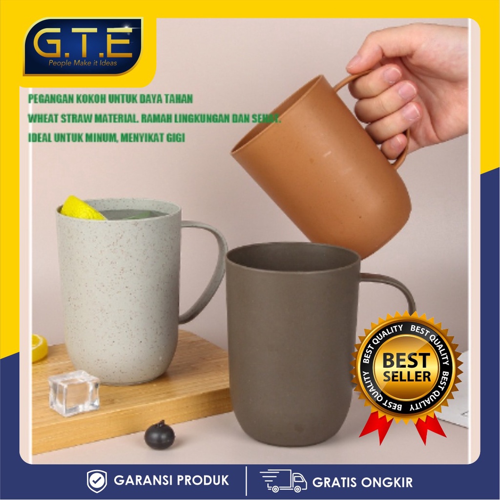 GTE | Straw Kopi Mug Cangkir /500ML Handy Cup /Gelas Gandum Kokoh / BPA Free /Wheat Straw Environmental Protection Cup