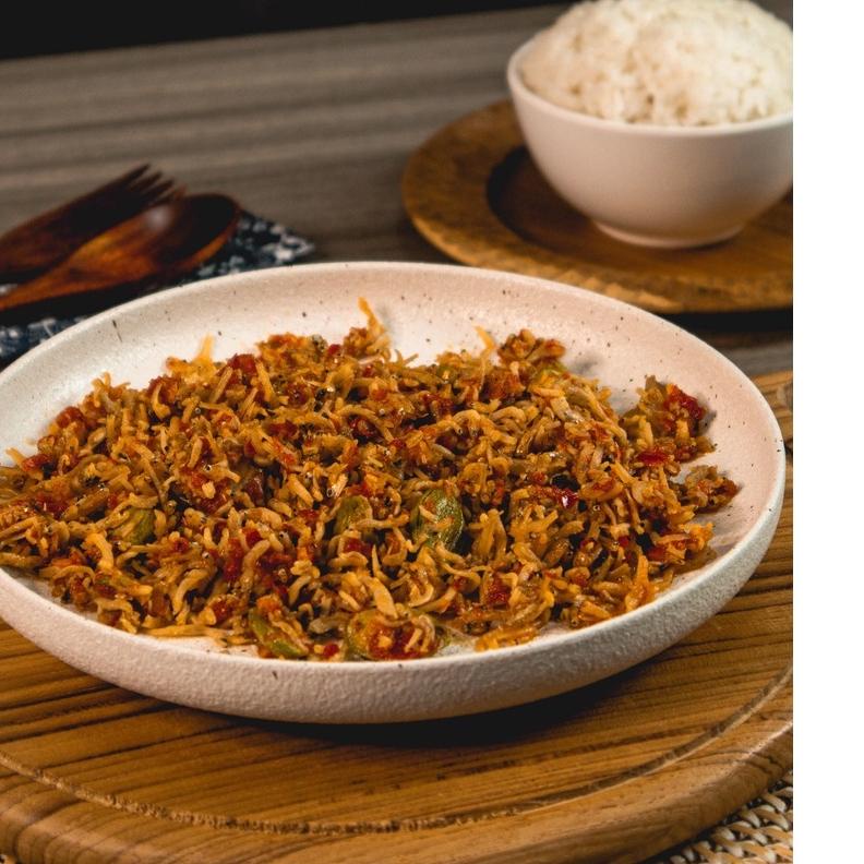 

SALE!!Teri Kacang Balado Pete Medan | Sambal Teri Kacang Pete / Polos | Atoek Den Rendang 250 Gram - 500 Gram|KD1