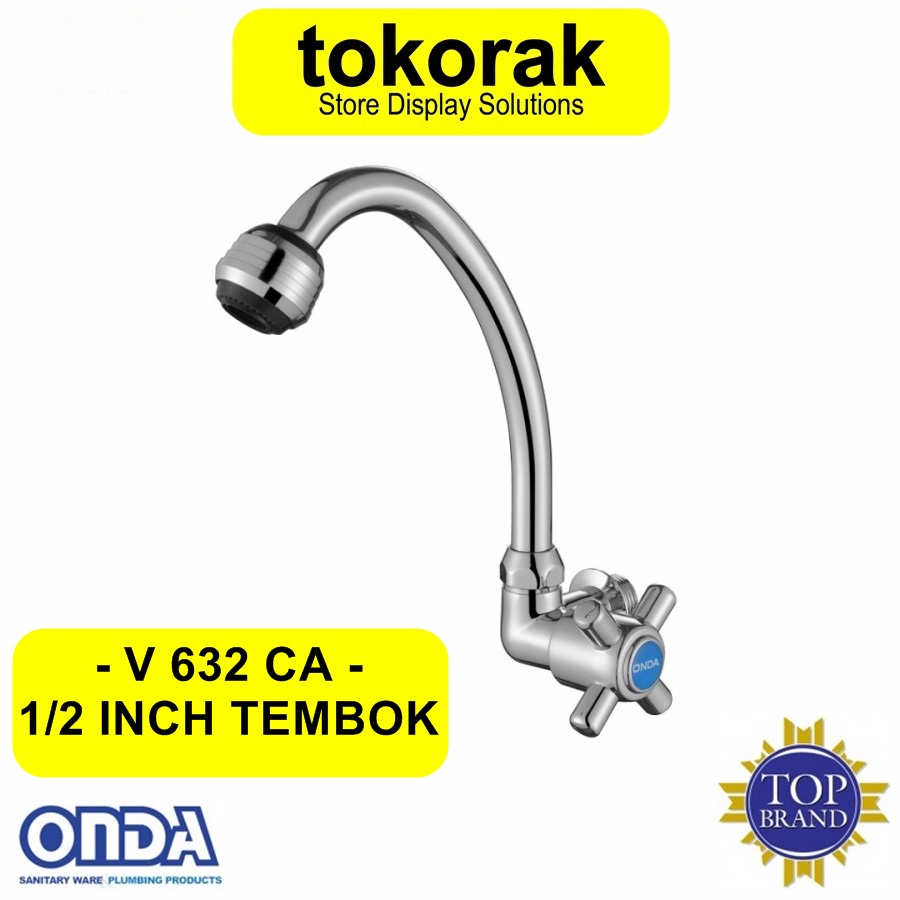 KRAN DAPUR ONDA V 632 CA 1/2 INCH KERAN AIR ANGSA TEMBOK CUCI PIRING