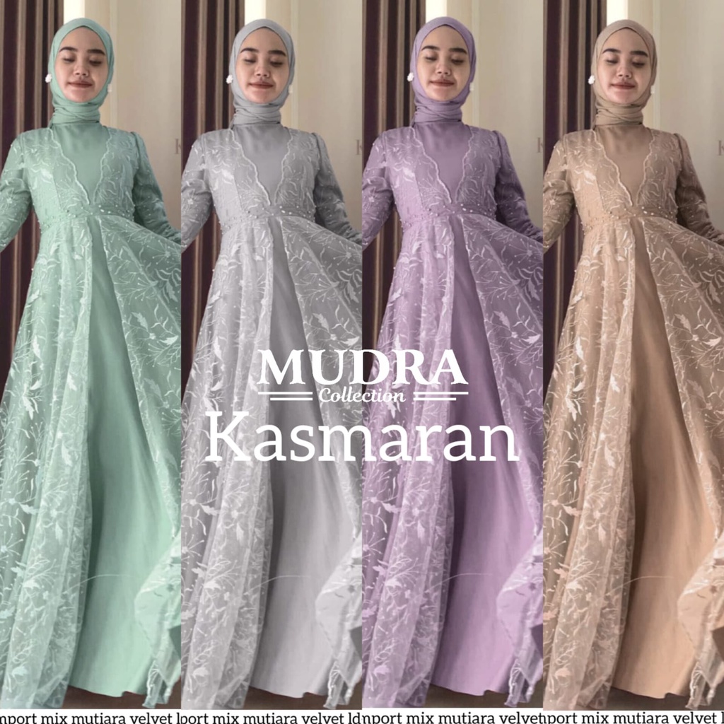 [TERBARU] KASMARAN DRESS GAMIS BRUKAT WANITA PESTA ORIGINAL BY MUDRA HIJAB