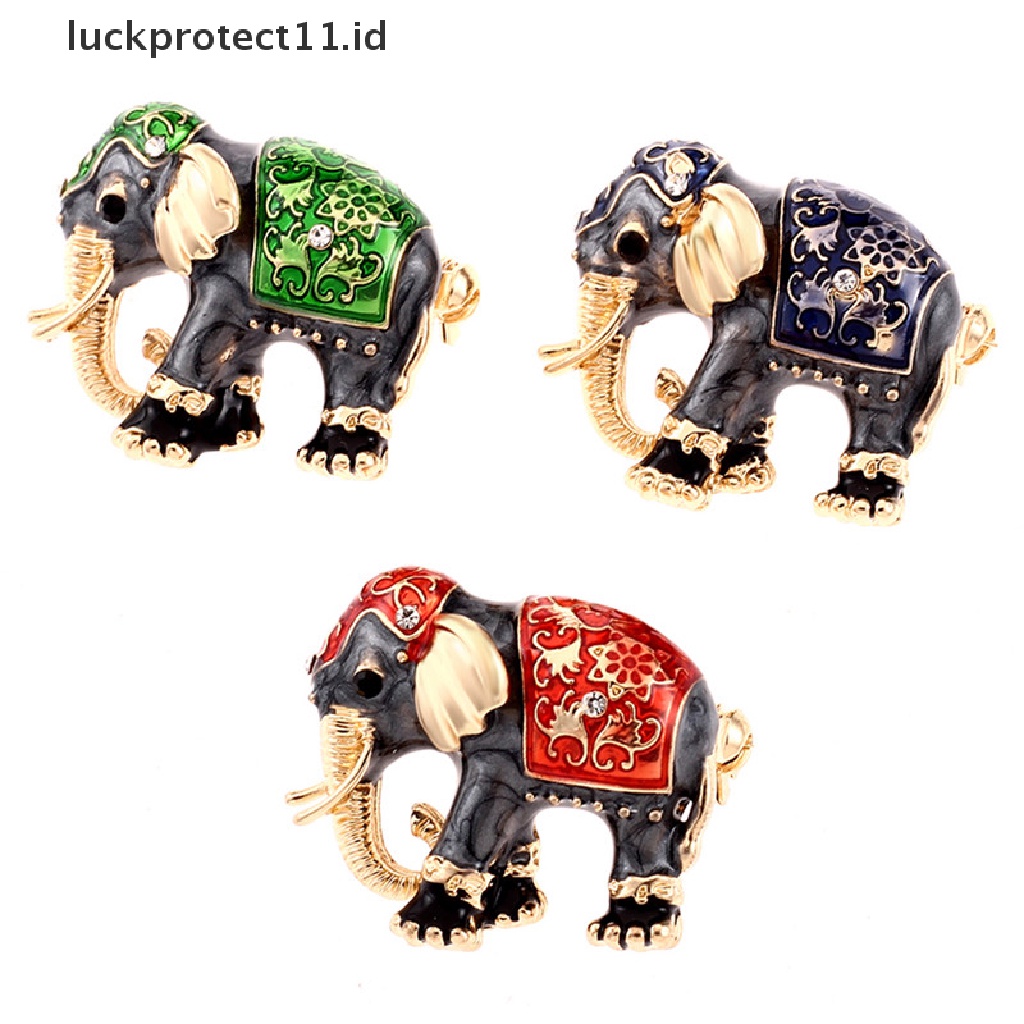 /Fashion Hot// Fashion// Enamel Hewan Kristal Gajah Bros Pin Wanita Kostum Buket Pin Perhiasan.