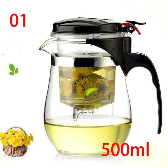 Teko Teh Kaca Berkualitas Tahan Panas Set Teh Chinese Teapot Maker 500ml Teko Kaca Kopi