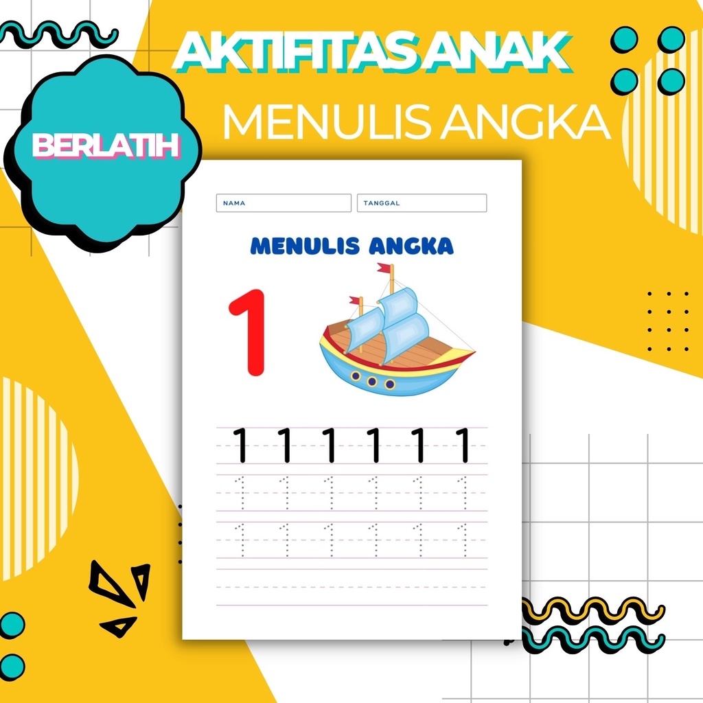 Aktivitas Anak Belajar Menulis Angka / Gambar Sketsa Angka seri 1-10 vol.2 / Belajar Menulis Angka /
