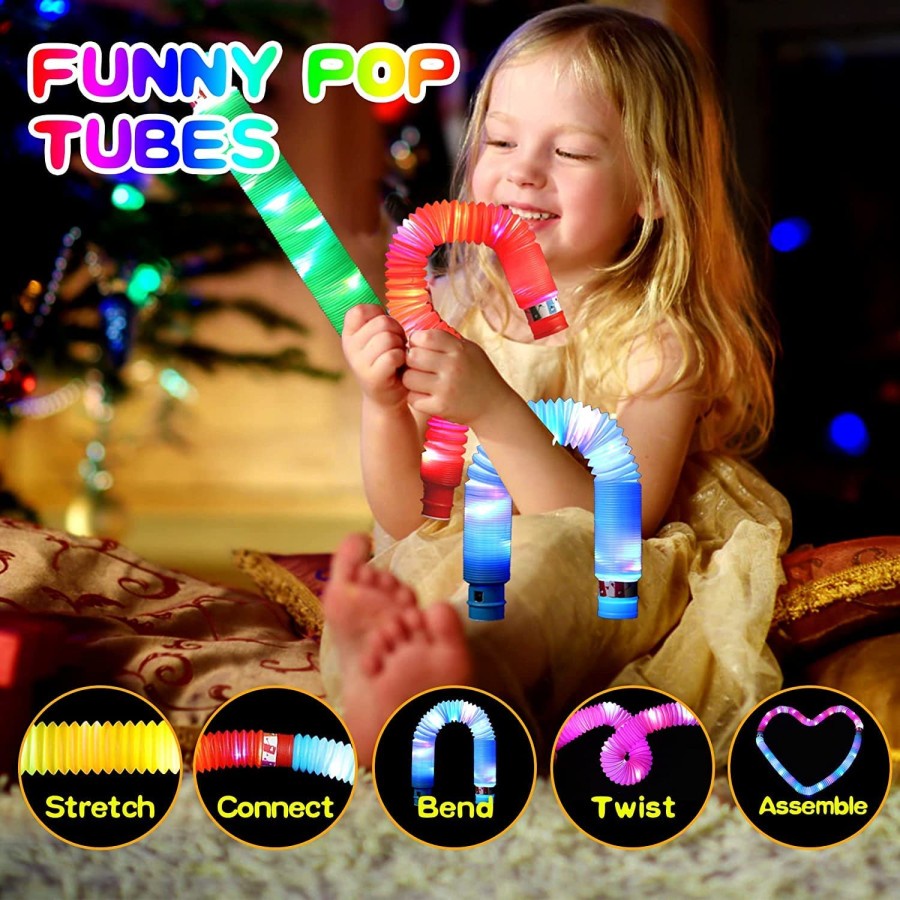 light up pop tubes pipes mainan Anak Pipa Stick Tarik Glow Lampu LED