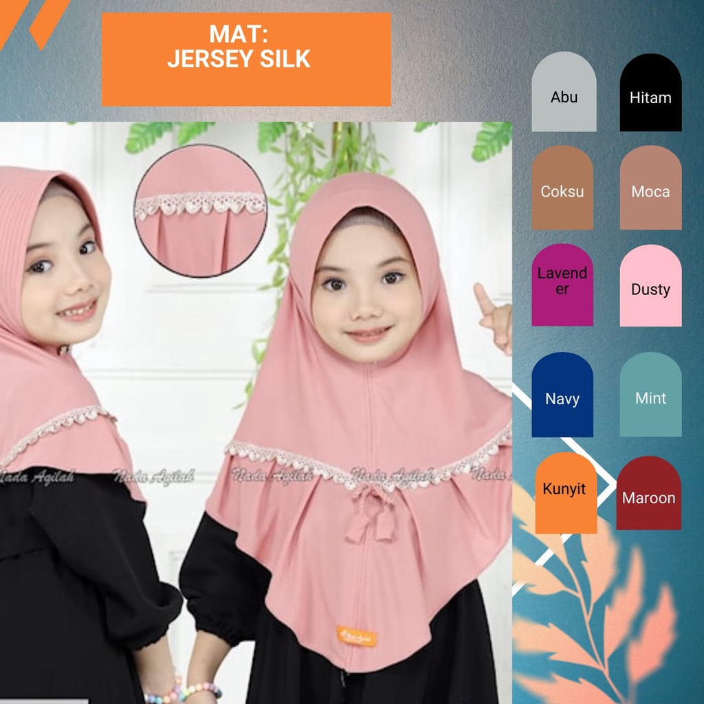 Hijab Jilbab Bergo Instan Anak Perempuan SD TK Renda Aqila Origi