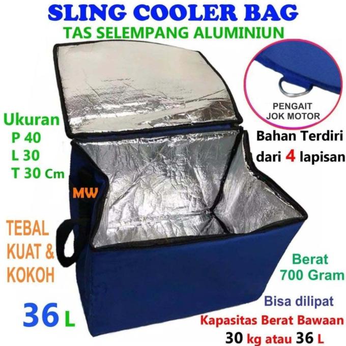 Tas Aluminium Foil Food Delivery Grab GoFood Sling Cooler Bag