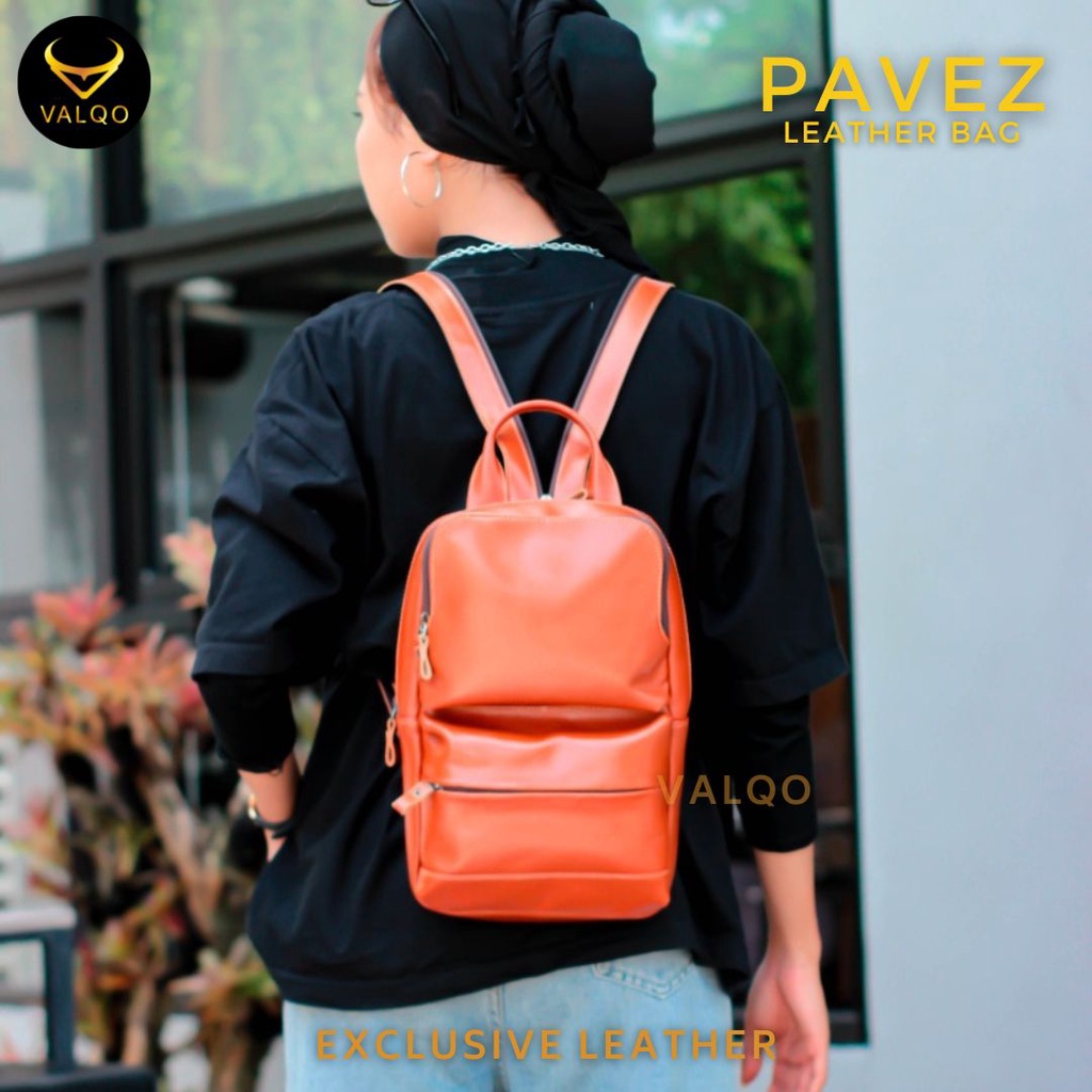 [VALQO] Tas PAVEZ Kulit Sapi Punggung dan Selempang Backpack Ransel Rangsel Sling bag Pria Wanita Cowok Cewek