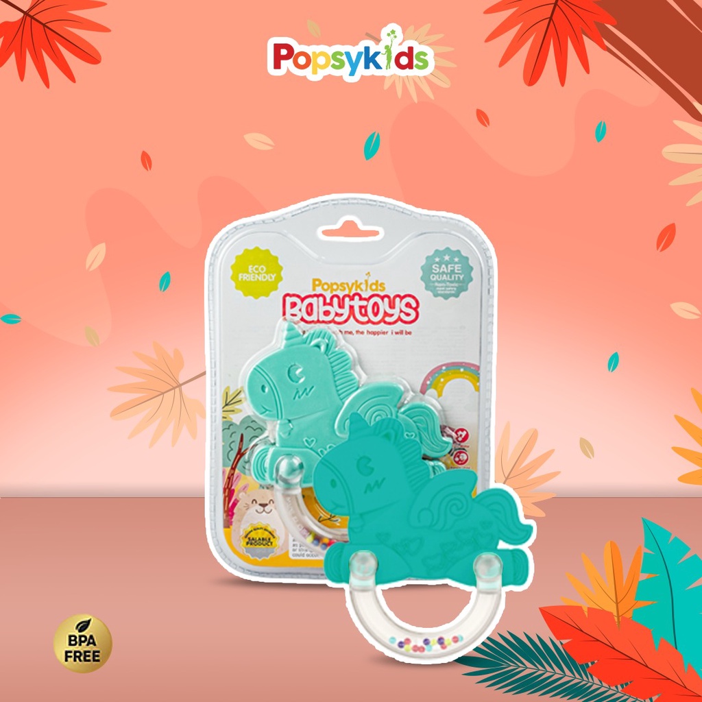 Popsykids Baby Silicone Teether | Mainan Gigitan Bayi BPA Free Premium Silicone