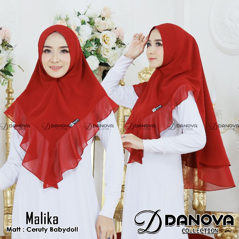 Khimar rempel ceruty 2 Layer Malika Mini Terbaru By Danova collection