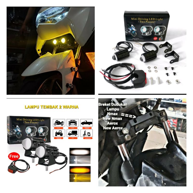 Lampu tembak nmax old new aerox old new breket lampu tembak di shock lampu mini driving