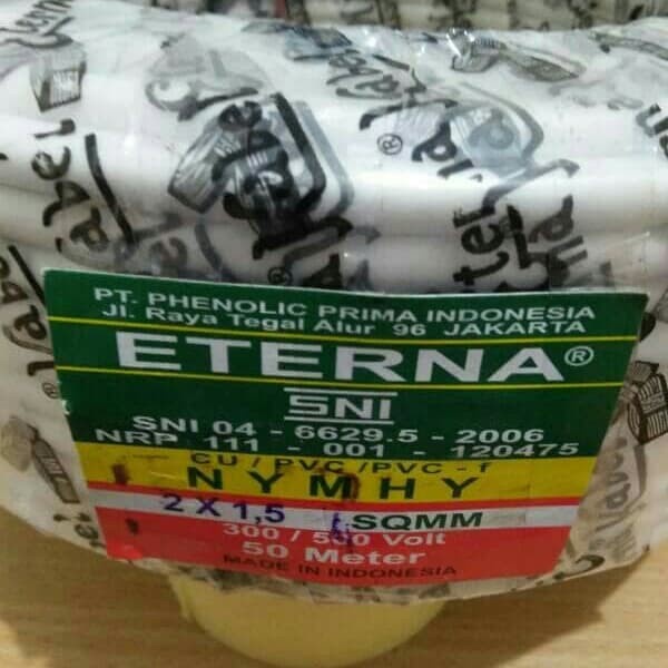 Nymhy 2X1,5Mm Eterna / Kabel Listrik Nymhy 2X1,5 Eterna @50Meter