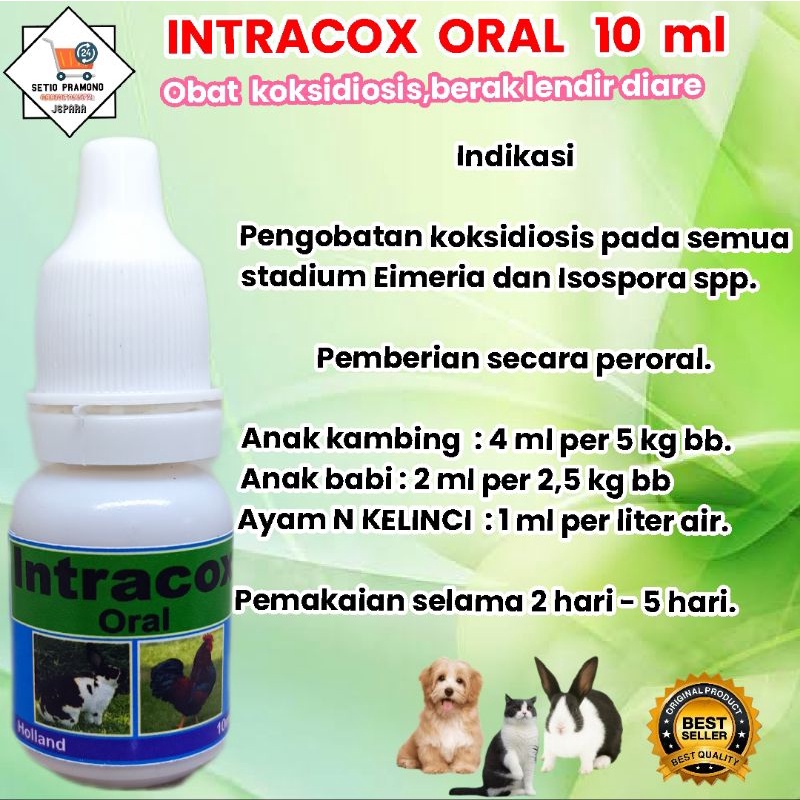 INTRACOX oral 10 ml obat koksidiosis oral, obat berak lendir, diare akut pada hewan