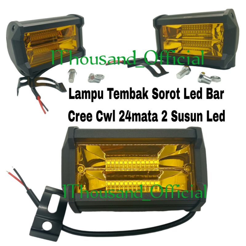 Lampu Tembak Sorot Led Bar Cree Cwl 24mata 2 Susun Motor Mobil 12Volt DC/Lampu Tembak Motor Mobil La