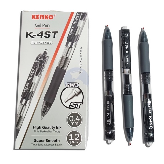 

Kenko Gelpen Retractable Pen Gel K-4ST 0.4 mm Black - Lusin