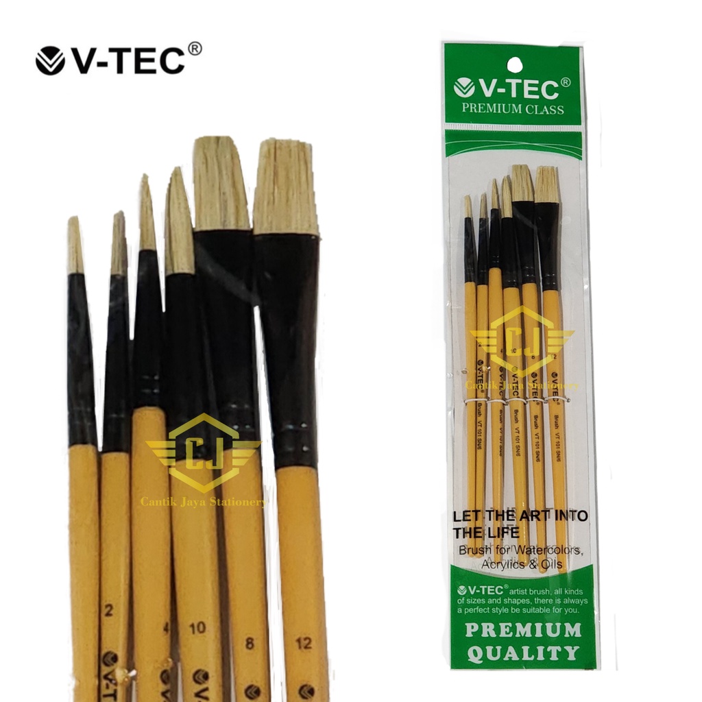 Brush Set V-TEC Type 101 SN/6 Kuas Cat Air Acrylic Lukis Minyak