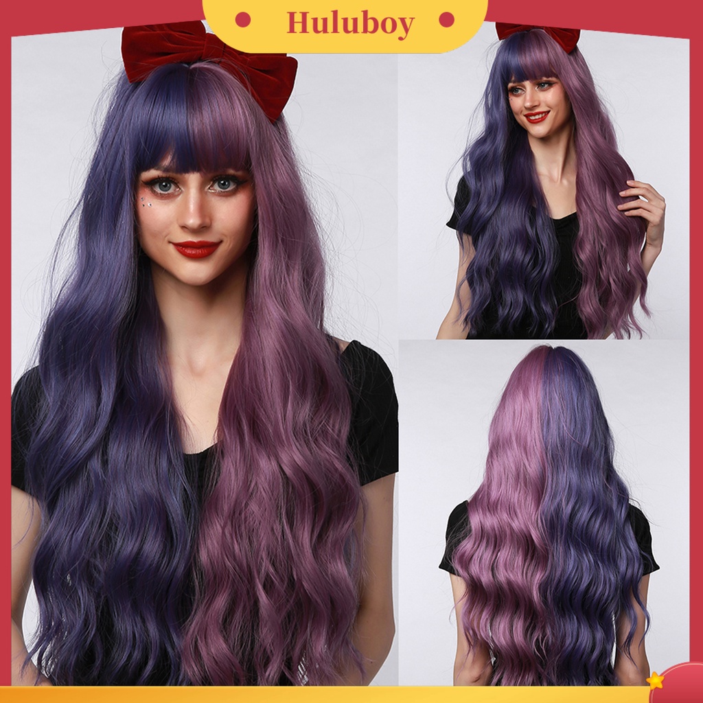 Wig Cosplay Model Panjang Breathable Dua Warna Ombre Untuk Wanita