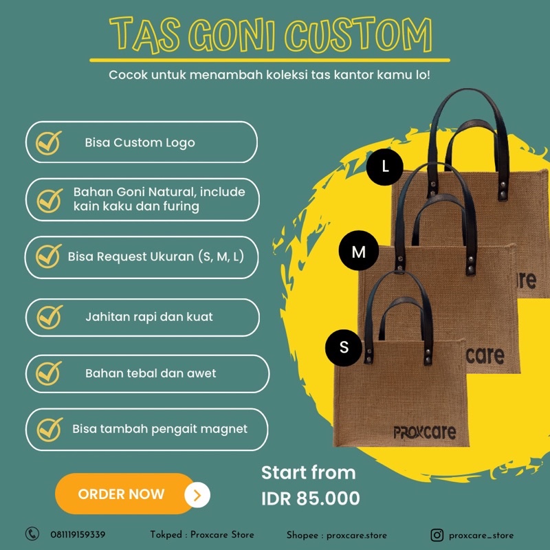 Tas Goni Murah/tas Custom nama/tas serbaguna/tas unik/tas Goni/tas premium/tas santai