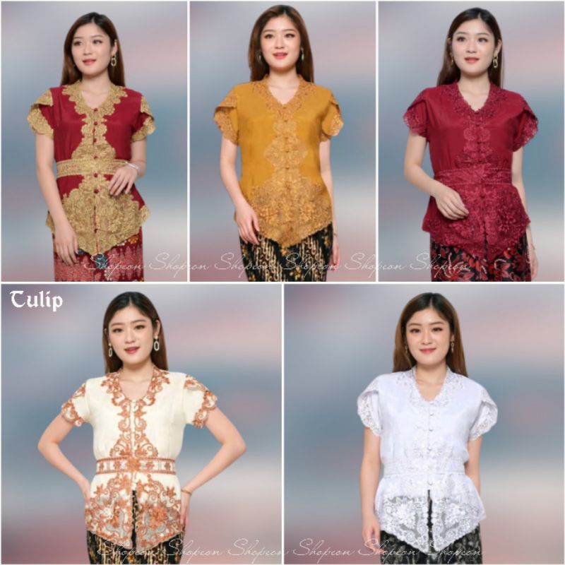 Atasan Kebaya Encim Aurora Senada Kutu Baru Modern Brukat Bordir